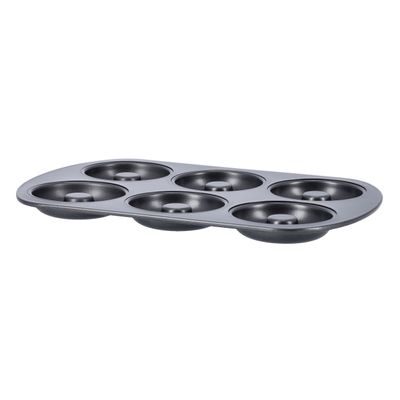 Royalford RF9903 Carbon Steel Doughnut Pans- 6 cavity, 0.5mm | Reusable Bagel Mold Tray for Prolonged Use | Microwave, & Freezer Safe | Baking Molds for Small Donuts, Cookie, Resin Art, & More