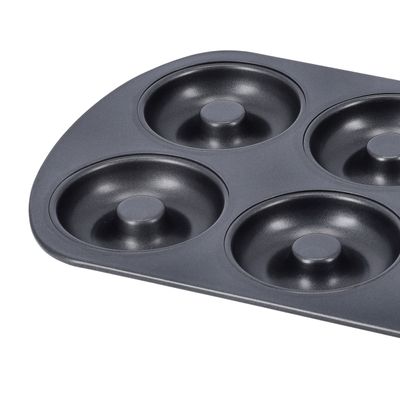 Royalford RF9903 Carbon Steel Doughnut Pans- 6 cavity, 0.5mm | Reusable Bagel Mold Tray for Prolonged Use | Microwave, & Freezer Safe | Baking Molds for Small Donuts, Cookie, Resin Art, & More