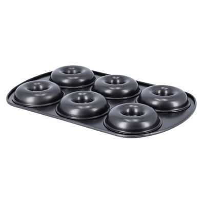 Royalford RF9903 Carbon Steel Doughnut Pans- 6 cavity, 0.5mm | Reusable Bagel Mold Tray for Prolonged Use | Microwave, & Freezer Safe | Baking Molds for Small Donuts, Cookie, Resin Art, & More