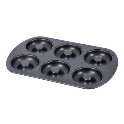 Royalford RF9903 Carbon Steel Doughnut Pans- 6 cavity, 0.5mm | Reusable Bagel Mold Tray for Prolonged Use | Microwave, & Freezer Safe | Baking Molds for Small Donuts, Cookie, Resin Art, & More