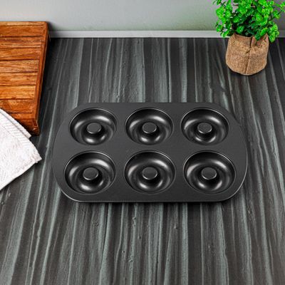 Royalford RF9903 Carbon Steel Doughnut Pans- 6 cavity, 0.5mm | Reusable Bagel Mold Tray for Prolonged Use | Microwave, & Freezer Safe | Baking Molds for Small Donuts, Cookie, Resin Art, & More