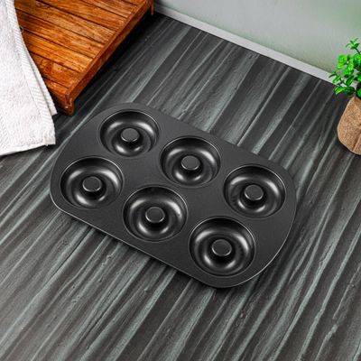 Royalford RF9903 Carbon Steel Doughnut Pans- 6 cavity, 0.5mm | Reusable Bagel Mold Tray for Prolonged Use | Microwave, & Freezer Safe | Baking Molds for Small Donuts, Cookie, Resin Art, & More