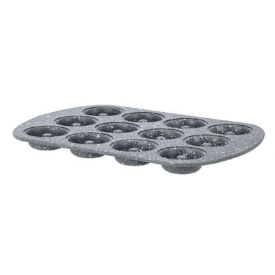 Royalford Mini Donut Pan - Non Stick Granite Coating Baking with 12 Slots | Reusable Bagel Mold Tray for Prolonged Use | Oven Safe | Baking Molds for Small Donuts, Cookie, Resin Art, & More