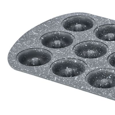 Royalford Mini Donut Pan - Non Stick Granite Coating Baking with 12 Slots | Reusable Bagel Mold Tray for Prolonged Use | Oven Safe | Baking Molds for Small Donuts, Cookie, Resin Art, & More