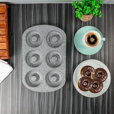 Royalford RF9905 Doughnut Pans for Baking | 0.5 mm thickness | with 6 Slots - Reusable Bagel Mold Tray for Prolonged Use | Microwave, & Freezer Safe | Baking Molds for Small Donuts, Cookie, Resin Art, & More