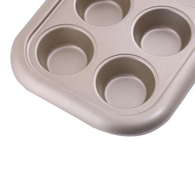 Royalford RF8792 Premium Non-Stick Muffin Tray, 0.5mm Thick, 6 cups, Cupcake Tray/Baking Pan - Carbon Steel Build, Non-Stick Mince Pie/Cupcake Tin - Ideal for Cupcakes Muffin Pie Yorkshire Pudding Baking