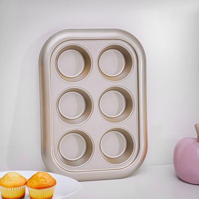 Royalford RF8792 Premium Non-Stick Muffin Tray, 0.5mm Thick, 6 cups, Cupcake Tray/Baking Pan - Carbon Steel Build, Non-Stick Mince Pie/Cupcake Tin - Ideal for Cupcakes Muffin Pie Yorkshire Pudding Baking