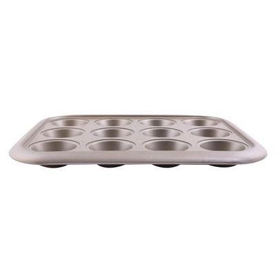 Royalford RF8793 12 Cup Muffin Pan 38x29.5x3.5cm 0.5mm thick, Oven-Safe Muffin and Cupcake Tray, Essential Non-Stick Yorkshire Pudding Tray for Baking