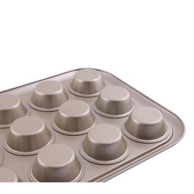 Royalford RF8793 12 Cup Muffin Pan 38x29.5x3.5cm 0.5mm thick, Oven-Safe Muffin and Cupcake Tray, Essential Non-Stick Yorkshire Pudding Tray for Baking