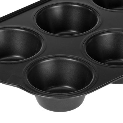 Royalford RF7043 6-Hole Non-Stick Cupcake Tray/Baking Pan, 27x18 CM, Mini Muffin Baking Tray, Cupcake Baking Accessory