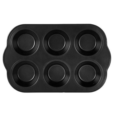 Royalford RF7043 6-Hole Non-Stick Cupcake Tray/Baking Pan, 27x18 CM, Mini Muffin Baking Tray, Cupcake Baking Accessory