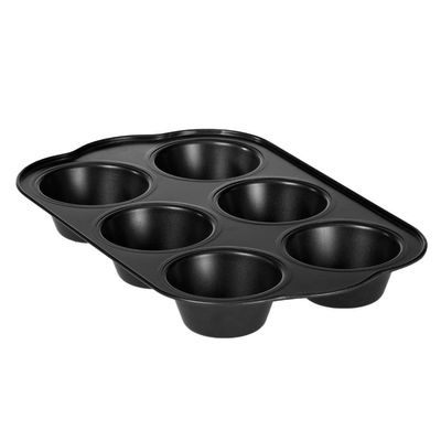 Royalford RF7043 6-Hole Non-Stick Cupcake Tray/Baking Pan, 27x18 CM, Mini Muffin Baking Tray, Cupcake Baking Accessory