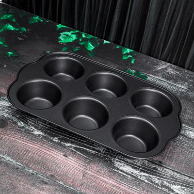 Royalford RF7043 6-Hole Non-Stick Cupcake Tray/Baking Pan, 27x18 CM, Mini Muffin Baking Tray, Cupcake Baking Accessory