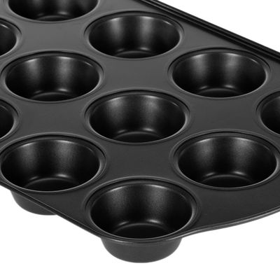 Royalford RF7042 Muffin Pan, 41.3x26.5x3 CM | Crusty Bake Baking Tray/Mince Pie Tin, 12 Holes, Silver, 12 Cup Muffin Pan, Non-Stick Baking Tray, Cupcake Baking Tin