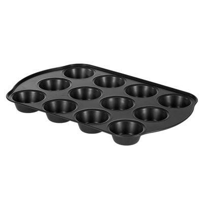 Royalford RF7042 Muffin Pan, 41.3x26.5x3 CM | Crusty Bake Baking Tray/Mince Pie Tin, 12 Holes, Silver, 12 Cup Muffin Pan, Non-Stick Baking Tray, Cupcake Baking Tin