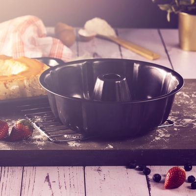 Royalford RF7032 Charlotte Bund Form Pan - Carbon Steel with Premium Non-Stick Coating for Easy Release & Clean Up - Oven Safe Cake Mould - Bundt Cake Pan - 0.7MM Thick - 25.5 x 8 CM