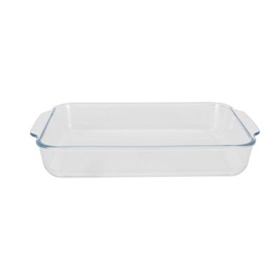 Royalford 3 L Glass Baking Dish with Lid-RF12194/ Rectangular Tray Perfect for Baking and Serving/ Casserole with Easy Grab Handles and Knob/ Oven, Dishwasher and Freezer Safe, Perfect for Making Sweet and Savory Dishes