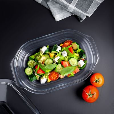 Royalford 3 L Glass Baking Dish with Lid-RF12195/ Oval Tray Perfect for Baking and Serving/ Casserole with Easy Grab Handles and Knob/ Oven, Dishwasher and Freezer Safe, Perfect for Making Sweet and Savory Dishes