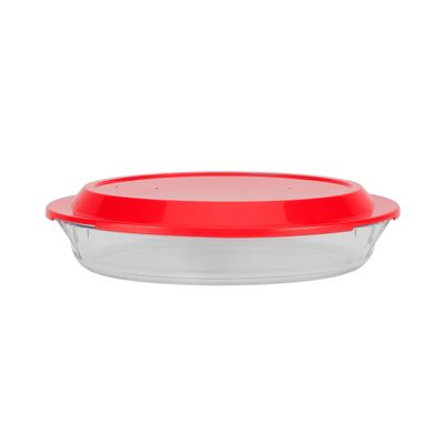 Royalford 2.2 L Glass Baking Dish with Lid-RF12197/ Oval Tray Perfect for Baking and Serving/ Casserole with Easy Grab Handles and Knob/ Oven, Dishwasher and Freezer Safe, Perfect for Making Sweet and Savory Dishes