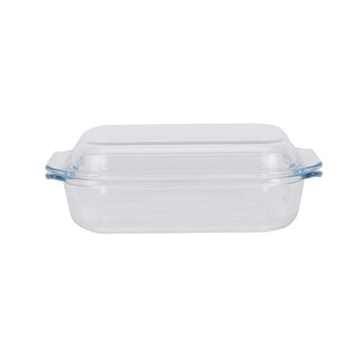 Royalford 1.35 L Glass Baking Dish with Lid-RF12204/ Rectangle Tray Perfect for Baking and Serving/ Casserole with Easy Grab Handles/ Oven, Dishwasher and Freezer Safe, Perfect for Making Sweet and Savory Dishes