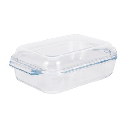 Royalford 1.35 L Glass Baking Dish with Lid-RF12204/ Rectangle Tray Perfect for Baking and Serving/ Casserole with Easy Grab Handles/ Oven, Dishwasher and Freezer Safe, Perfect for Making Sweet and Savory Dishes