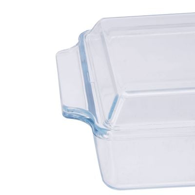 Royalford 1.5 L Glass Baking Dish with Lid-RF12206/ Rectangle Tray Perfect for Baking and Serving/ Casserole with Easy Grab Handles/ Oven, Dishwasher and Freezer Safe, Perfect for Making Sweet and Savory Dishes