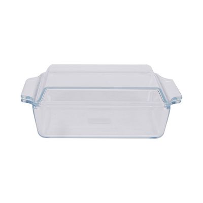 Royalford 1.5 L Glass Baking Dish with Lid-RF12206/ Rectangle Tray Perfect for Baking and Serving/ Casserole with Easy Grab Handles/ Oven, Dishwasher and Freezer Safe, Perfect for Making Sweet and Savory Dishes