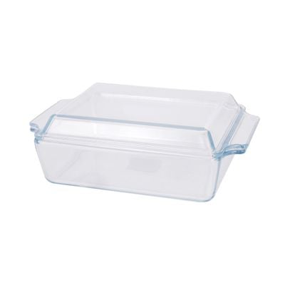 Royalford 1.5 L Glass Baking Dish with Lid-RF12206/ Rectangle Tray Perfect for Baking and Serving/ Casserole with Easy Grab Handles/ Oven, Dishwasher and Freezer Safe, Perfect for Making Sweet and Savory Dishes