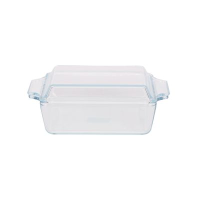 Royalford 1.0 L Glass Baking Dish with Lid-RF12207/ Rectangle Tray Perfect for Baking and Serving/ Casserole with Easy Grab Handles/ Oven, Dishwasher and Freezer Safe, Perfect for Making Sweet and Savory Dishes