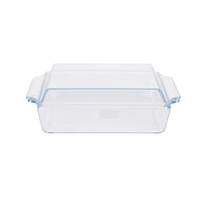 Royalford 2.0 L Glass Baking Dish with Lid-RF12205/ Rectangle Tray Perfect for Baking and Serving/ Casserole with Easy Grab Handles/ Oven, Dishwasher and Freezer Safe, Perfect for Making Sweet and Savory Dishes