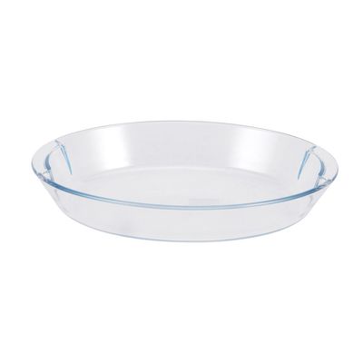 Royalford 3.5 L Glass Baking Dish with Lid-RF12196/ Oval Tray Perfect for Baking and Serving/ Casserole with Easy Grab Handles and Knob/ Oven, Dishwasher and Freezer Safe, Perfect for Making Sweet and Savory Dishes