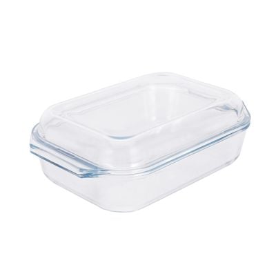 Royalford 2.1 L Glass Baking Dish with Lid-RF12203/ Rectangle Tray Perfect for Baking and Serving/ Casserole with Easy Grab Handles/ Oven, Dishwasher and Freezer Safe, Perfect for Making Sweet and Savory Dishes