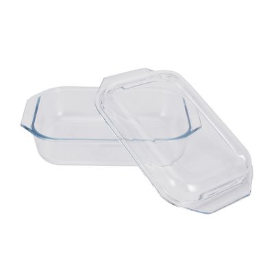 Royalford 2.1 L Glass Baking Dish with Lid-RF12203/ Rectangle Tray Perfect for Baking and Serving/ Casserole with Easy Grab Handles/ Oven, Dishwasher and Freezer Safe, Perfect for Making Sweet and Savory Dishes