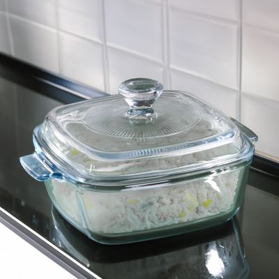 Royalford 0.8 L Glass Baking Dish with Lid-RF12201/ Square Tray Perfect for Baking and Serving/ Casserole with Easy Grab Handles and Knob/ Oven, Dishwasher and Freezer Safe, Perfect for Making Sweet and Savory Dishes