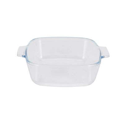 Royalford 0.8 L Glass Baking Dish with Lid-RF12201/ Square Tray Perfect for Baking and Serving/ Casserole with Easy Grab Handles and Knob/ Oven, Dishwasher and Freezer Safe, Perfect for Making Sweet and Savory Dishes