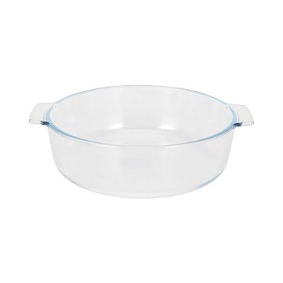 Royalford 1.7 L Glass Baking Dish with Lid-RF12202/ Round Tray Perfect for Baking and Serving/ Casserole with Easy Grab Handles and Knob/ Oven, Dishwasher and Freezer Safe, Perfect for Making Sweet and Savory Dishes