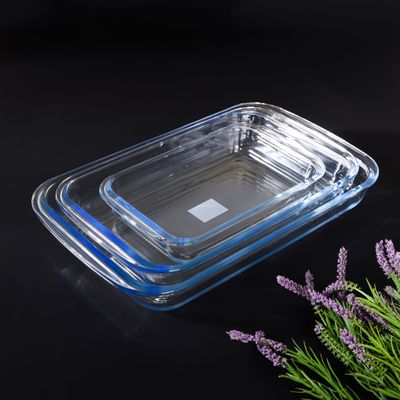 Royalford RF8802 Rectangle Borosilicate Glass Baking Trays - 3 pcs set - Roasting & Baking Tray | Oven Safe, Fridge, Dishwasher & Freezer Safe | Easy Clean | Ideal for Cooking Serving Storing Freezing Roasting