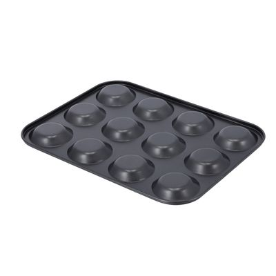 Royalford Non-stick Bakeware Set, Includes Non-stick Bun Pan, Cookie Sheet / Baking Sheet & 12Pcs Muffin Pan / Cupcake Pan - 3 Piece, Latte Brown with Comfortable Handle 