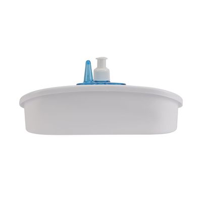 Royalford 2-in-1 Sink Organizer- RF10977| Provides Space for Brush Holder, Sponge Holder, Soap Dispenser Compartment and Ring bracket| Break-Resistant, Light-Weight, Durable and Stylish Construction| Perfect for Bathroom, Kitchen| Blue and White