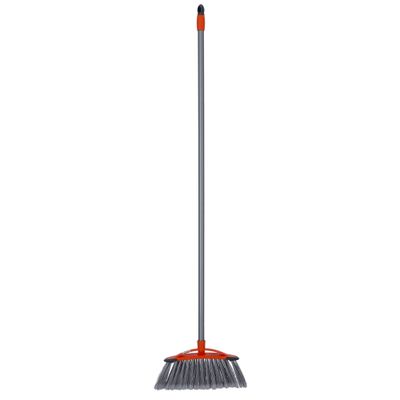 Royalford Long Floor Broom with Strong Handle - Stiff Bristles | Hanging Loop | Multipurpose Cleaning Tool Perfect for Home or Office Use - Ideal for Sweeping Cleaning Job (Orange & Grey)