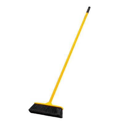 Royalford 28.5 CM Floor Broom with a Long Steel Handle- RF11999| Large and Wide Broom Head| Compatible with All Floor Types| Ideal for Sweeping and Cleaning Room, Bathroom, Kitchen| Premium-Quality, Highly Durable, Light-Weight and Elegant Design| Yellow and Black