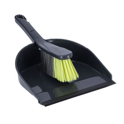 Royalford Dustpan with Brush-RF2368GR| Dustpan with Brush with Durable Stiff Bristles and Comfortable Grip| Multi-Purpose Cleaning Tool Perfect for Home, Kitchen, Office Use| Highly Durable, Light-Weight and Elegant Design