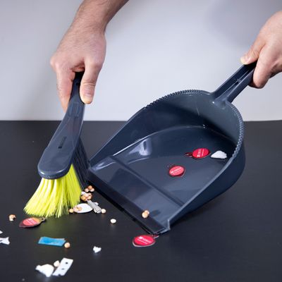 Royalford Dustpan with Brush-RF2368GR| Dustpan with Brush with Durable Stiff Bristles and Comfortable Grip| Multi-Purpose Cleaning Tool Perfect for Home, Kitchen, Office Use| Highly Durable, Light-Weight and Elegant Design