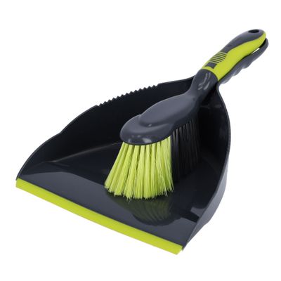 Royalford Dustpan with Brush-RF2367GR| Dustpan with Brush with Durable Stiff Bristles and Comfortable Grip| Multi-Purpose Cleaning Tool Perfect for Home, Kitchen, Office Use| Highly Durable, Light-Weight and Elegant Design