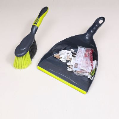 Royalford Dustpan with Brush-RF2367GR| Dustpan with Brush with Durable Stiff Bristles and Comfortable Grip| Multi-Purpose Cleaning Tool Perfect for Home, Kitchen, Office Use| Highly Durable, Light-Weight and Elegant Design