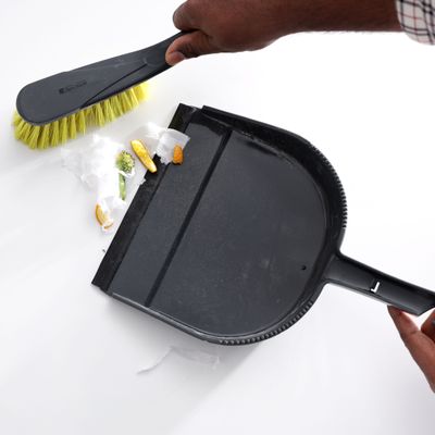 Royalford One Click Series Dustpan with Brush-RF8830| Dustpan with Brush with Durable Stiff Bristles and Comfortable Grip| Multi-Purpose Cleaning Tool Perfect for Home, Kitchen, Office Use| Highly Durable, Light-Weight and Elegant Design| Black