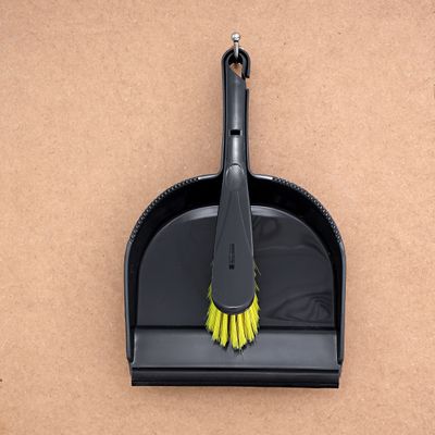 Royalford One Click Series Dustpan with Brush-RF8830| Dustpan with Brush with Durable Stiff Bristles and Comfortable Grip| Multi-Purpose Cleaning Tool Perfect for Home, Kitchen, Office Use| Highly Durable, Light-Weight and Elegant Design| Black