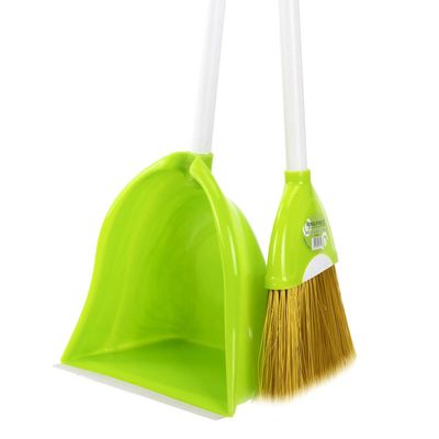 Royalford Plastic Broom With Dustpan Set RF7139 Plastic Broom with Dustpan Set - Duel Textured Bristles| Long Handles & Dustpan| Ideal for all types of floors like wooden, granite, marble 