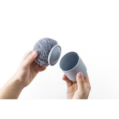 Dish Scrubber | Terylene Fiber Ball | 1 handle with 2 balls | RF10549 | Scouring Pads Round Dish Pads | Scrubber Pad Used for Dishes, Pots, Pans, and Ovens | 2 Cleaning Balls | Mesh Scrubbers for Kitchen