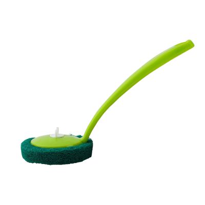 Royalbright 24cm Long Handle Brush- 1 pad extra | RF10641 | Scrubbing Brush with Long Handle| Multi-Purpose Brush for Cleaning Kitchen and Bathroom| Superior Quality Cleaning Brush| Easy Cleaning Brush| Strong and Comfortable Grip| Cleaning Supplies| Green| One Piece